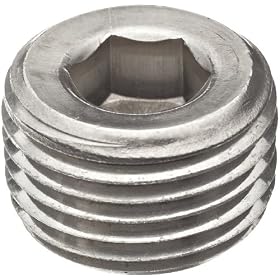 Merit Brass Brand Pipe Fitting, Class 1000, 316 Stainless Steel Hex Countersunk Plug, 1/4" NPT Male