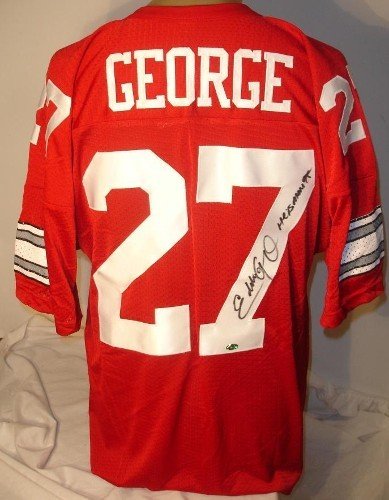 Eddie George Autographed/Hand Signed Ohio State Jersey with Heisman 95 Inscription