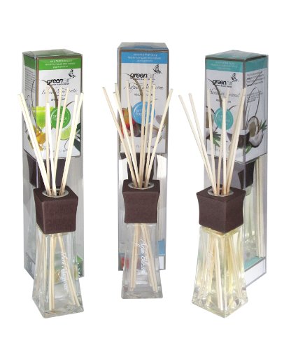 Greenair All Natural Reed Diffuser Set, Margarita, Aqua Blossom and Coconut