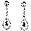 18K White Gold Pink Tourmaline and Diamond Earrings