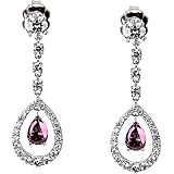 18K White Gold Pink Tourmaline and Diamond Earrings