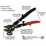 MA75200 Klenk offset 10-1/2" aviation snips, red grips, 1-3/8" left cut
