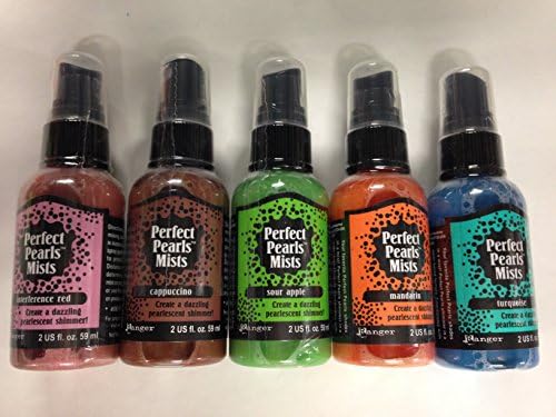 Ranger Perfect Pearls Mists Bundle with 5 Mists Summer Colors: Capputino, Turquoise, Mandarin, Sour Apple, Interference Red