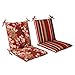 Pillow Perfect Reversible Floral Stripe Indoor/Outdoor Solid Back 1 Piece Square Corner Chair Cushion with Ties, Deep Seat, Weather, and Fade Resistant, 36.5