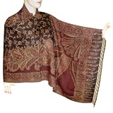 Handmade Jamawar Self Design Wool Stole Perfect Choice For Beautiful Women (Free Shipping) Stle0116r