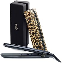 ghd Rare IV Limited Edition Black Gloss Hair Straightener With Carry Case & Leopard Print Styler Pouch