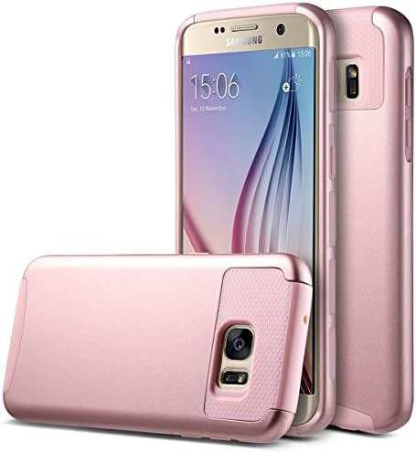 S7 Edge Case, DiaoC Galaxy S7 Edge Case, Hybrid Dual Layer Hard Shell + Soft TPU 2-Piece Shockproof Case Cover For Samsung Galaxy S7 Edge (Rose Gold)