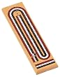 Natural Solid Wood 3 Track Cribbage Board with Metal Pegs - Red, White, & Blue Continuous Tracks by WE Games