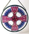 Pink Celtic Cross in Stained Glass