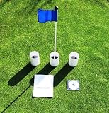 Practice Putting Green - Natural or Synthetic - Accessory Kit - 3 Cups & Blue Marker Flag, DVD