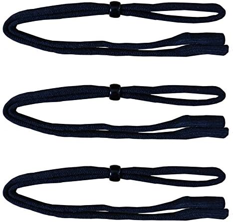 Andevan Eyeglasses Kid Flat Elastic Adjustable Holder / Retainer / Cords (Pack of 3) (Black)