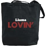 Canvas Tote Bag Black " Llama Lovin " Animals