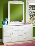 Logik Collection Double Dresser with Mirror in Pure White Finish By South Shore Furniture