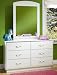 Logik Collection Double Dresser with Mirror in Pure White Finish By South Shore Furniture