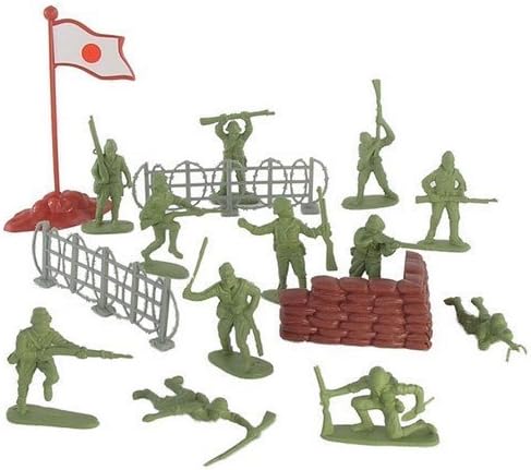 Plastic Army Men Japanese Soldier Figures 38 piece Play Set 54mm (1/32nd scale) by Hingfat