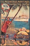 Art Poster, Messageries Maritimes French Cruise Line Ports: Australia, Indochina, Indian Ocean, Mediterranean, Brazil - 18.75 x 27.5