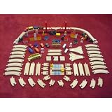 126 Piece Wood Wooden Train Set Track Expansion Set Fits Thomas, Brio, Melissa and Doug, Maxim and Other Brands