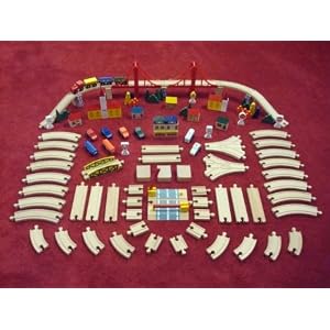 126 Piece Wood Wooden Train Set Track Expansion Set Fits Thomas, Brio, Melissa and Doug,... by