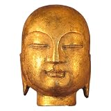 Hand carved Stone Buddha Head Statue With Gold Leaf