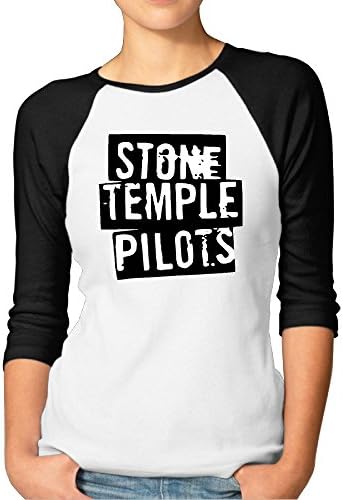Stone Temple Pilots Logo Black Raglan Sleeves T Shirt For Women - L