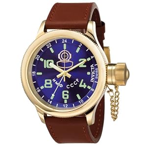 Invicta Men’s 7216 Signature Collection Russian Diver 18kt Gold-Plated GMT Watch