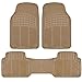 Beige Nibbed Rubber Floor Mats Front & Rear 3Pc with Runner Liner