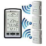 Ambient Weather WS-1280-X3 Wireless Weather Forecaster with Indoor Temperature, Humidity, Three Outdoor Temperature Remotes