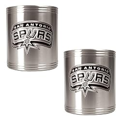 San Antonio Spurs NBA 2pc Stainless Steel Can Holder Set - Primary Logo by Great American Products