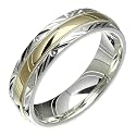 Swirl - Stunning Two Tone Comfort Fit Wedding Band for Him & Her! Custom Made! Choose your Size.