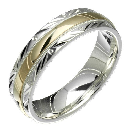 Swirl - Stunning Two Tone Comfort Fit Wedding Band for Him & Her! Custom Made! Choose your Size.