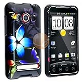 Snap-on Case for HTC EVO 4G, Blue / Purple Flower Butterfly