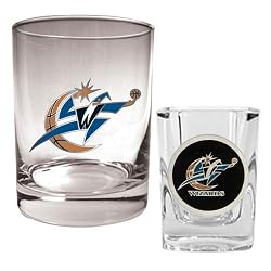 Washington Wizards NBA Rocks Glass & Square Shot Glass Set - Primary Logo by Great American Products