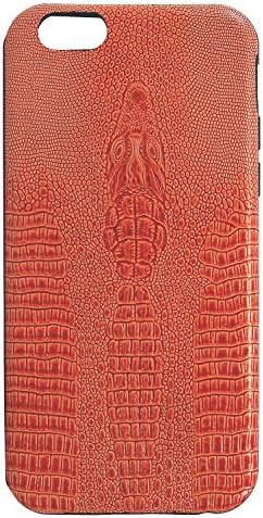 Apple iPhone Crocodile Skin Case, kasima Crocodile Alligator Skin Luxury PU Leather Protective Case Cover (iPhone 6/6S Coral)