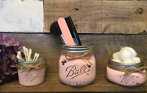 Pink Mason Jar Cosmetic Storage Set