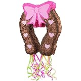 Pink Cowgirl 19" Pull-String Horseshoe Pinata Party Supplies