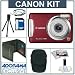 Canon PowerShot A480 Digital Camera Kit, Red with 2 GB SD Memory Card, Deluxe Carry Case, Mini Table Top Tripod, Neck Strap, Memory Card Wallet, Screen Protecters for LCD Screen, Cleaning Fluid with Cloth