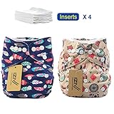 iZiv新生児2厚いおむつ付きオーガニック幼児防水/調整/再利用可能/洗えるポケット布おむつのフィット赤ちゃん0.5-3歳(カラー 2)