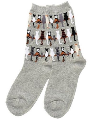 K. Bell Cat Tails Gray Socks: Feline Lovers Apparel (Women's Shoe Sizes 4-10)