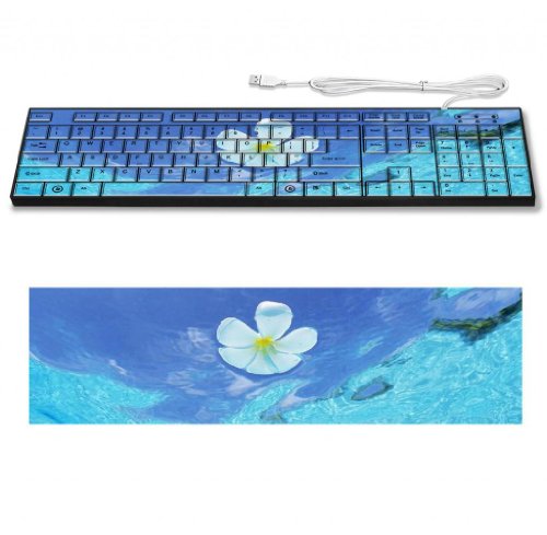 Maldives Flower Water Floating View Keyboard Customized Made to Order Support Ready 16 7/8 inch (430mm) x 4 7/8 inch (125mm) x 15/16 inch (25mm) High Quality MSD Key board Boards desktop laptop Key_board comfortable computer accessories cute gaming gear