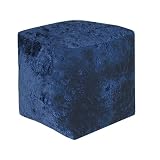 Velveteen Crushed Royal Blue Cube Tuffet By Elite Furniture