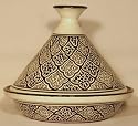 Le Souk Ceramique Honey Design 12-Inch cookable Tagine, Black and White