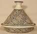Le Souk Ceramique Honey Design 12-Inch cookable Tagine, Black and White