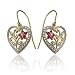 18k Yellow Gold Plated Sterling Silver Ruby and Diamond Accent Heart Earrings