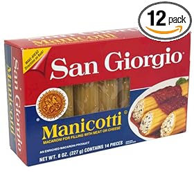 San Giorgio Manicotti Pasta, 8-Ounce Units (Pack of 12)