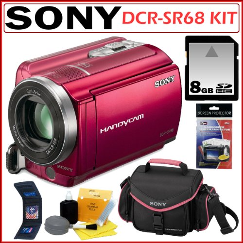 Sony DCRSR68 DCR-SR68 80GB Hard Disk Drive Handycam® Camcorder with 60x Optical Zoom and 2.7-inch Widescreen Widescreen LCD in Red + 8GB Accessory Kit Sony DCRSR68 DCR-SR68 80GB Hard Disk Drive Handycam® Camcorder with 60x Optical Zoom and 2.7-inch Widescreen Widescreen LCD in Red + 8GB Accessory Kit