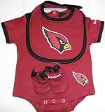 Arizona Cardinals Red Baby / Infant 3 Piece Onesie, Bib And Booties Set