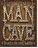 Man Cave - Diamond Plate Metal Tin Sign 16" X 12.5" , 16x13