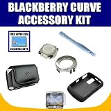Blackberry OEM Black Skin + Curve Leather Horizontal Pouch with Beltclip + Blackberry Trackball Replacement + Screen Protector+ Micro-Fiber Cleaning Cloth For Blackberry Curve 8300, 8310, 8320, 8330 with Exclusive FREE Complimentary Super Deal Micro Fiber Cleaning Cloth