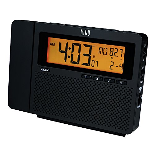 HITO Atomic AM/FM Projection Clock Radio w/ Date, Week and Temperature