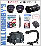 Canon Vixia HF-G10 Flash Memory Camcorder with HD CMOS Pro Image Sensor + Canon BP-808 Spare Battery Pack + LEXSpeed 32GB SDHC Class 10 Memory Cards + Professional Camcorder Stabilizing Hand Grip + Rapid Travel Charger + Sunpak 6600DX Digital Tripod + Canon Deluxe Camcorder Bag & Much More! Willoughby's Est. 1898 Professional Deluxe Video Bundle